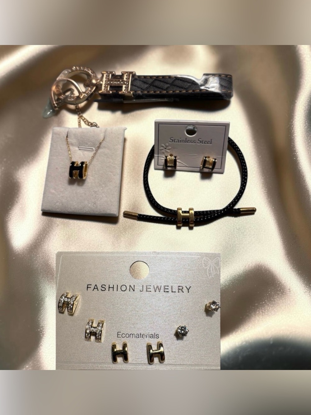 Black & Gold Stainless Steel Jewelry Set of 5 20%Off